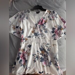 City Chic White Floral Wrap dress plus size Small.